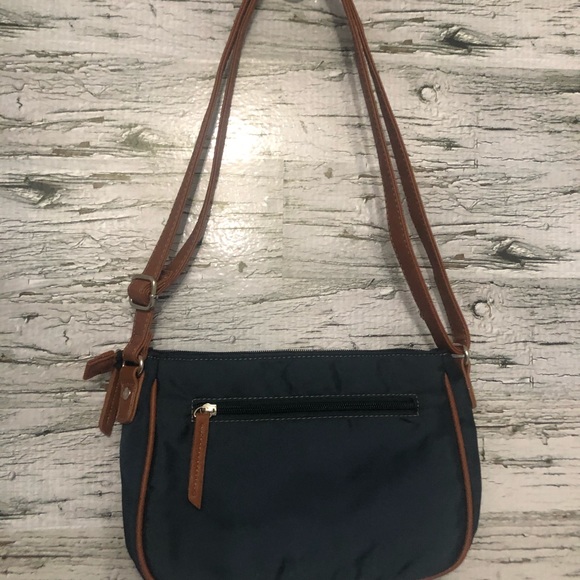 NWOT Roots navy blue and brown canvas purse - Picture 3 of 6